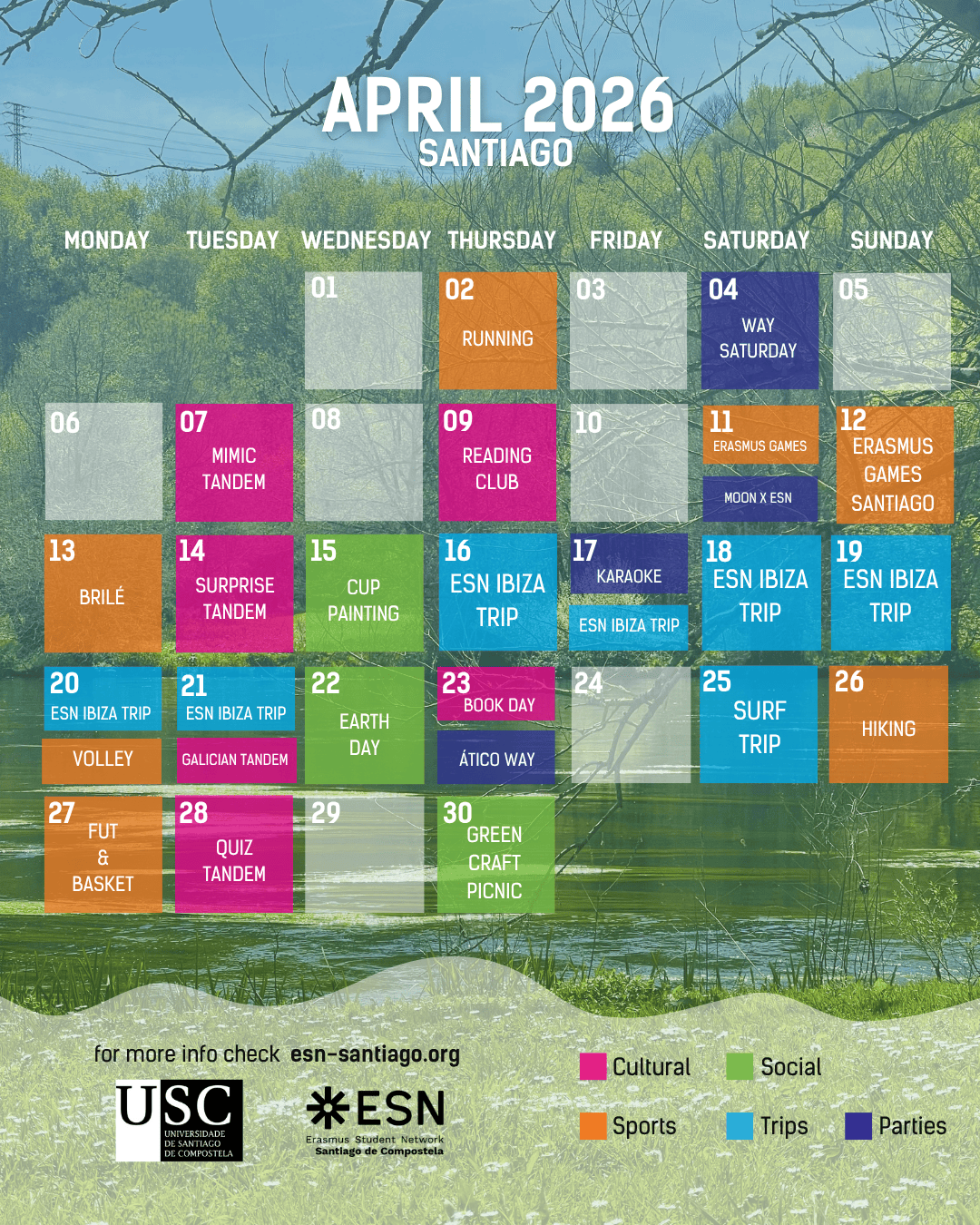 Calendario Abril Santiago 2026